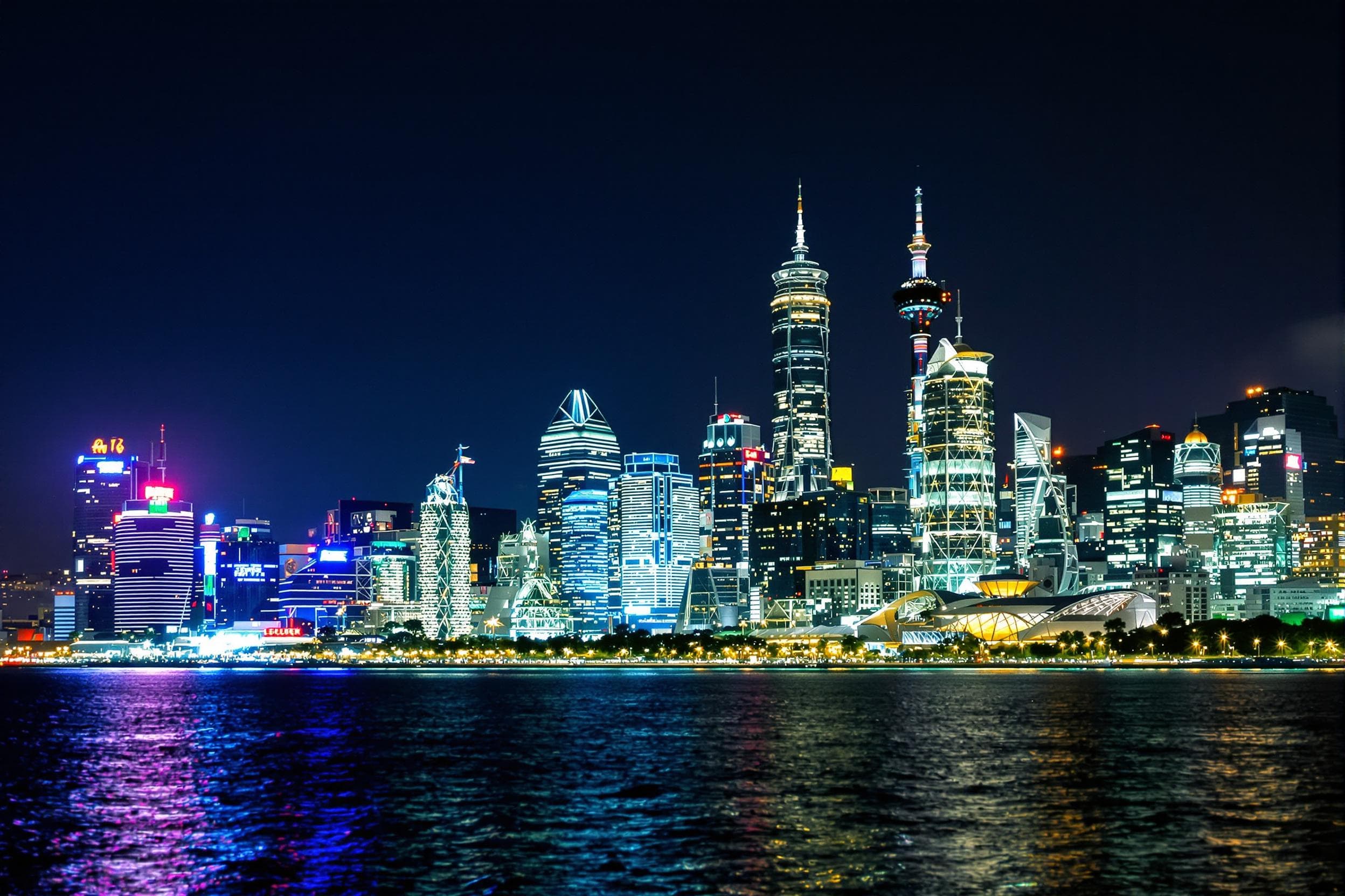Vibrant City Skyline at Night