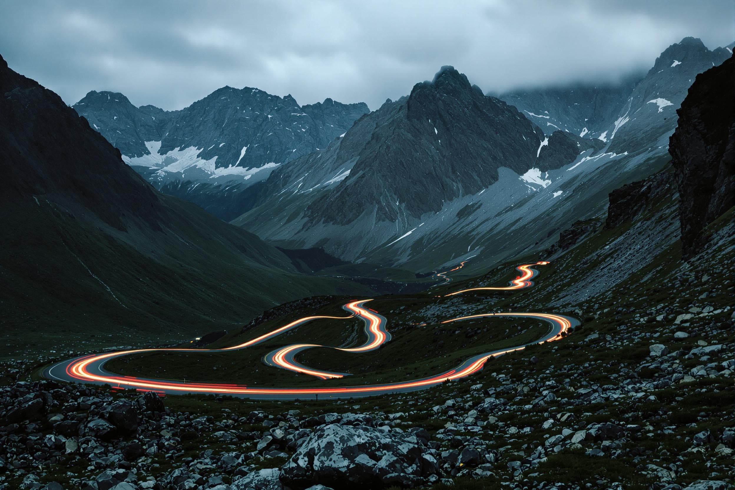 Winding Mountain Roads at Twilight