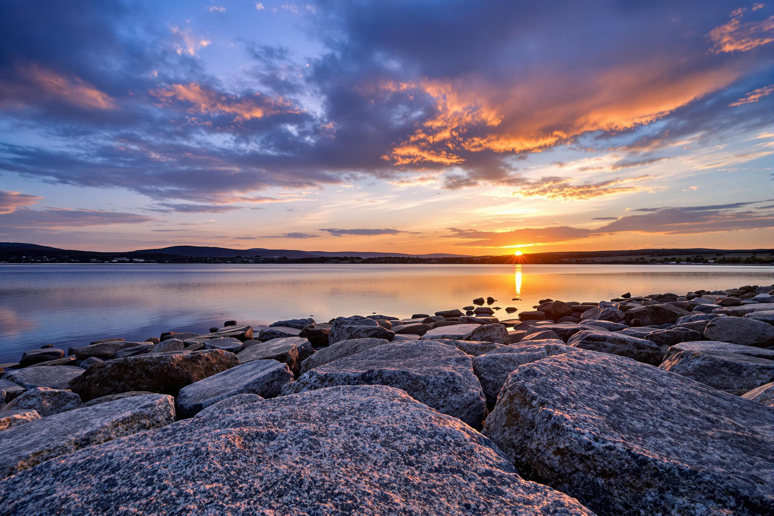 Serene Lakeshore at Sunset