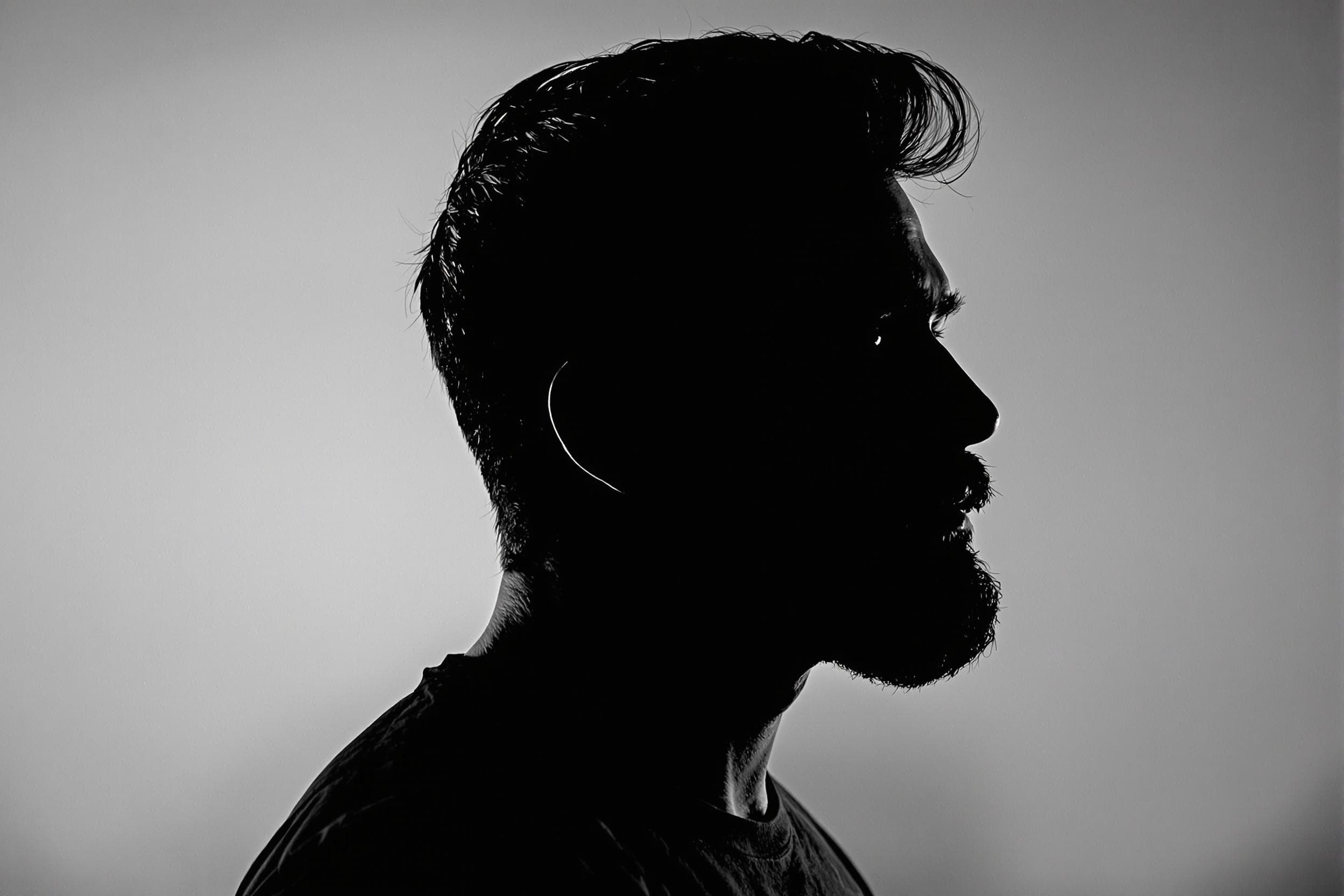 Moody Profile of a Bearded Man