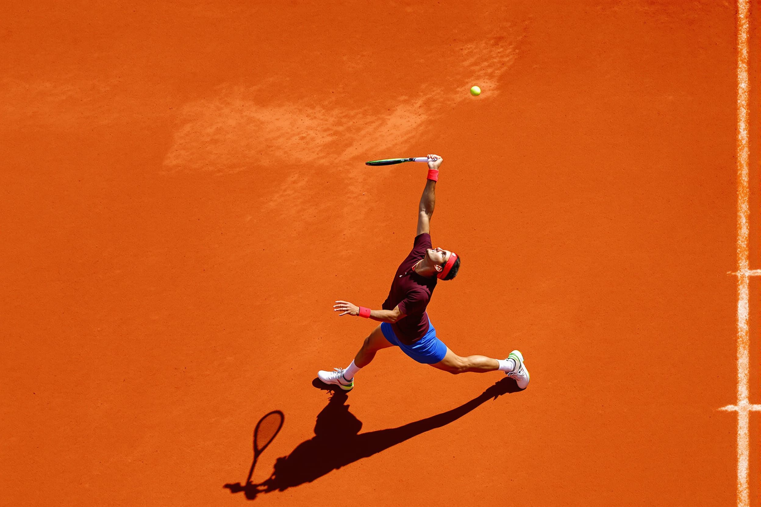 Dynamic Tennis Serve Aerial Shot