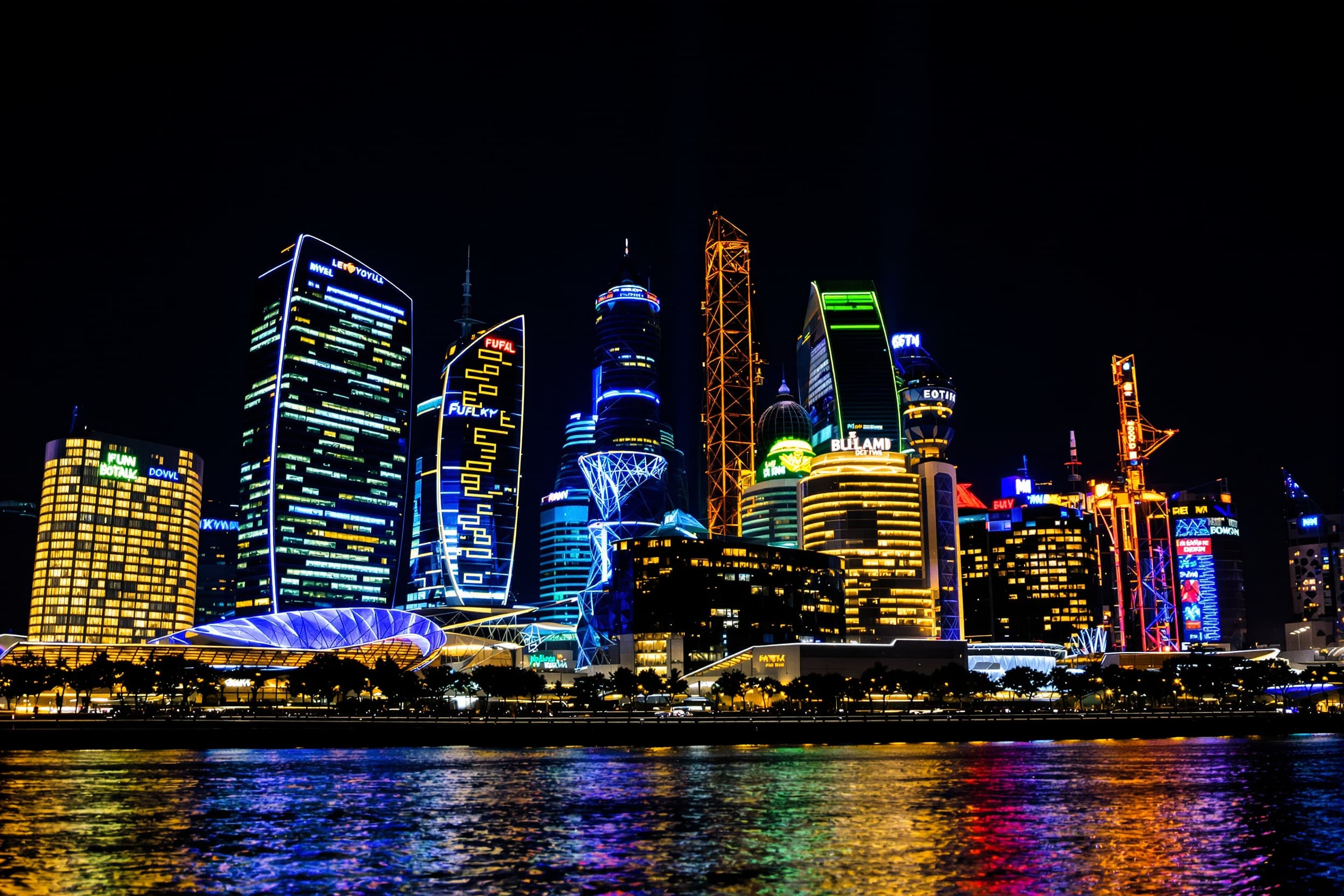 Vibrant City Skyline at Night