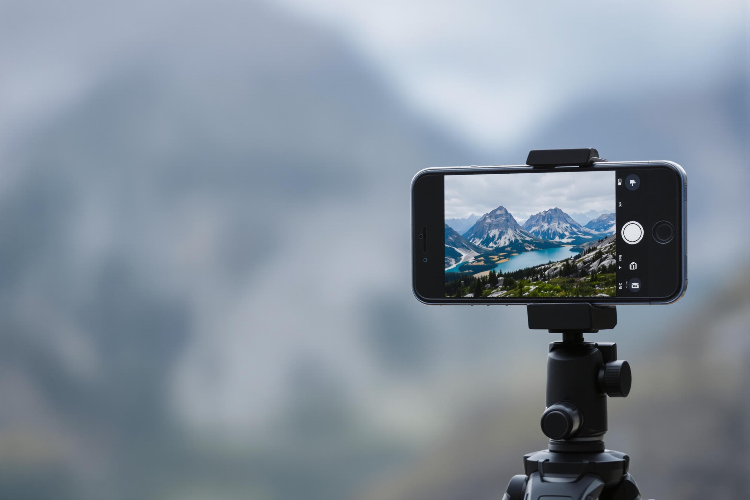 Tech Meets Nature: Smartphone in Scenic Landscape