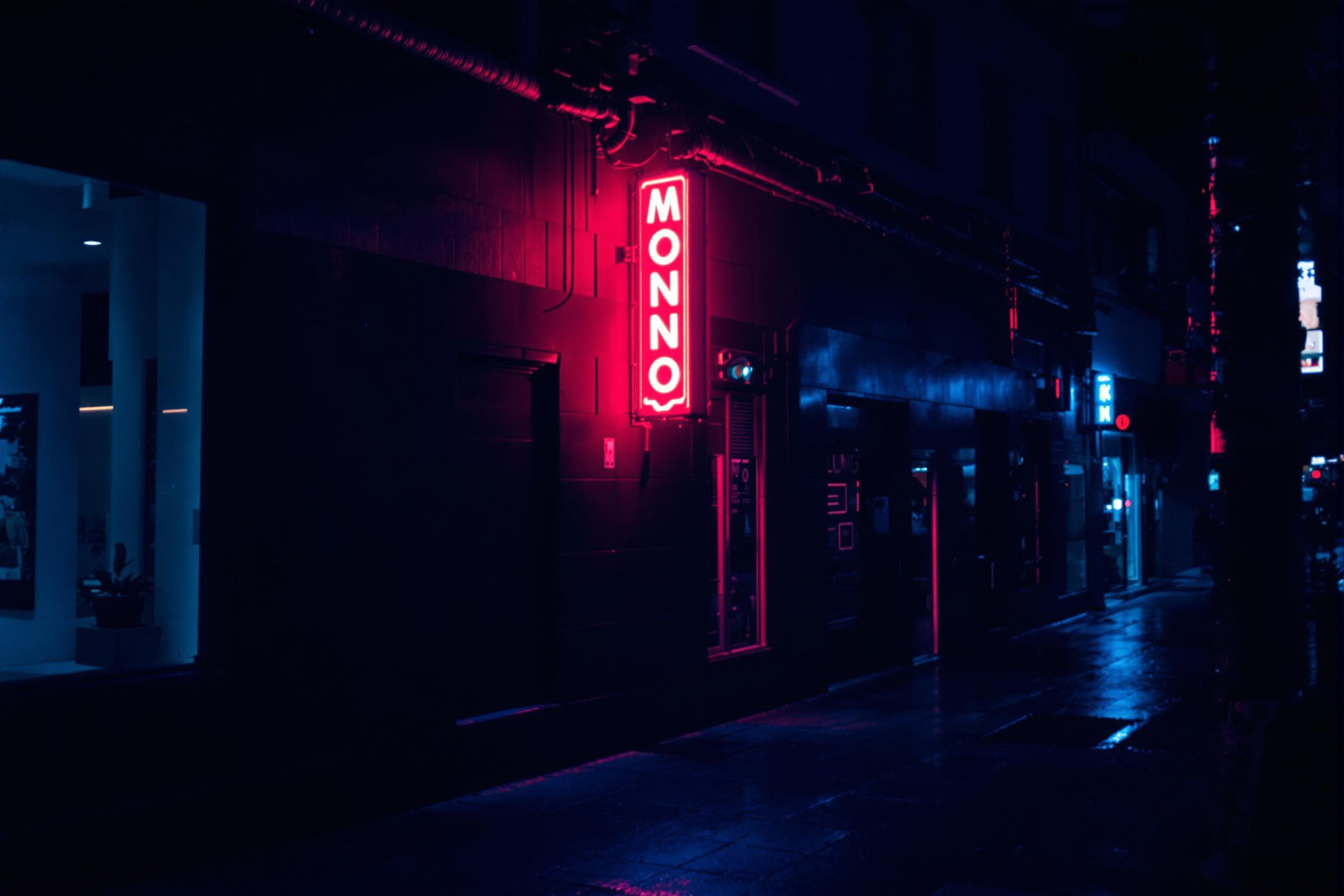 Neon Nightscape: Urban Solitude