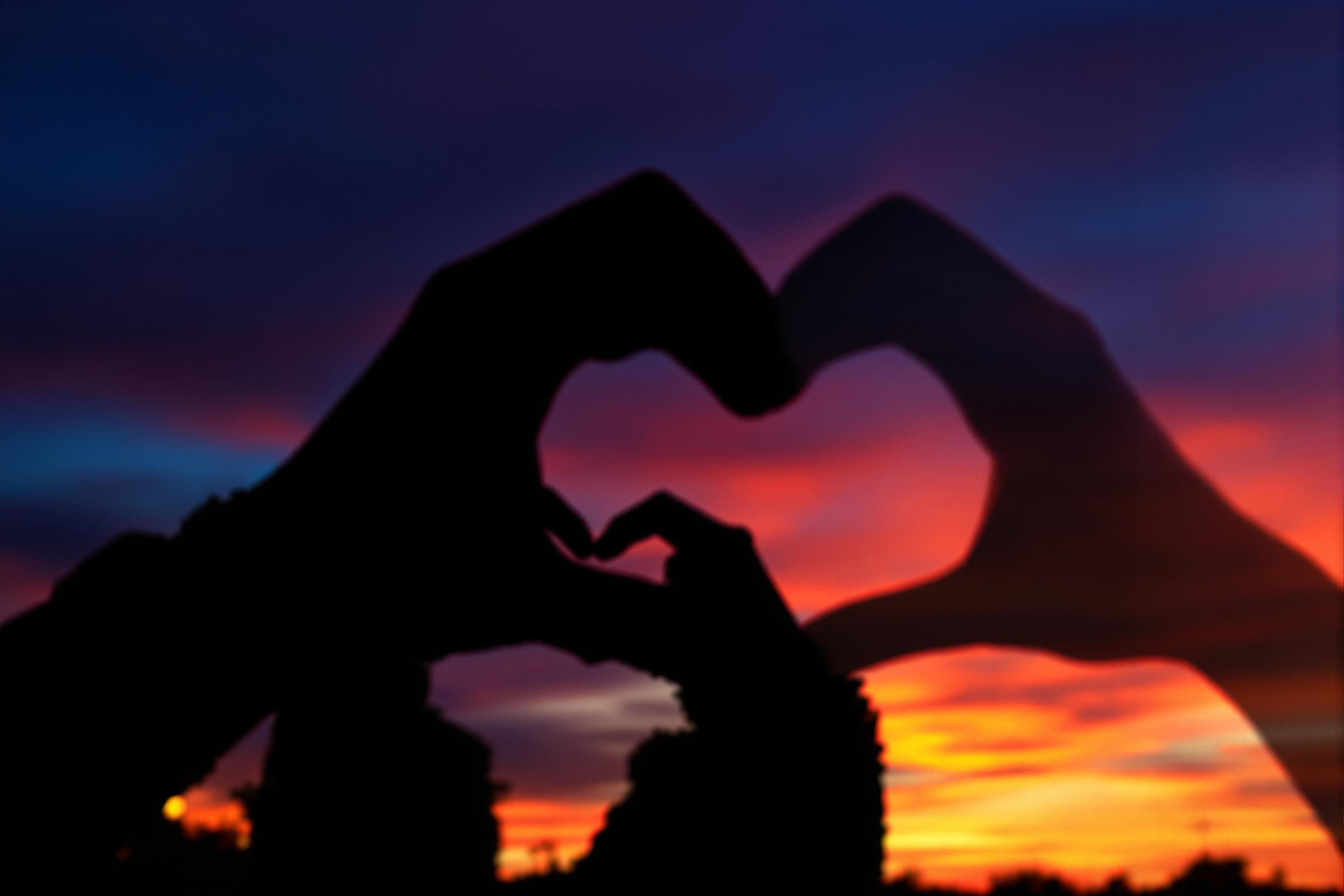 Heart Shaped Silhouettes at Sunset