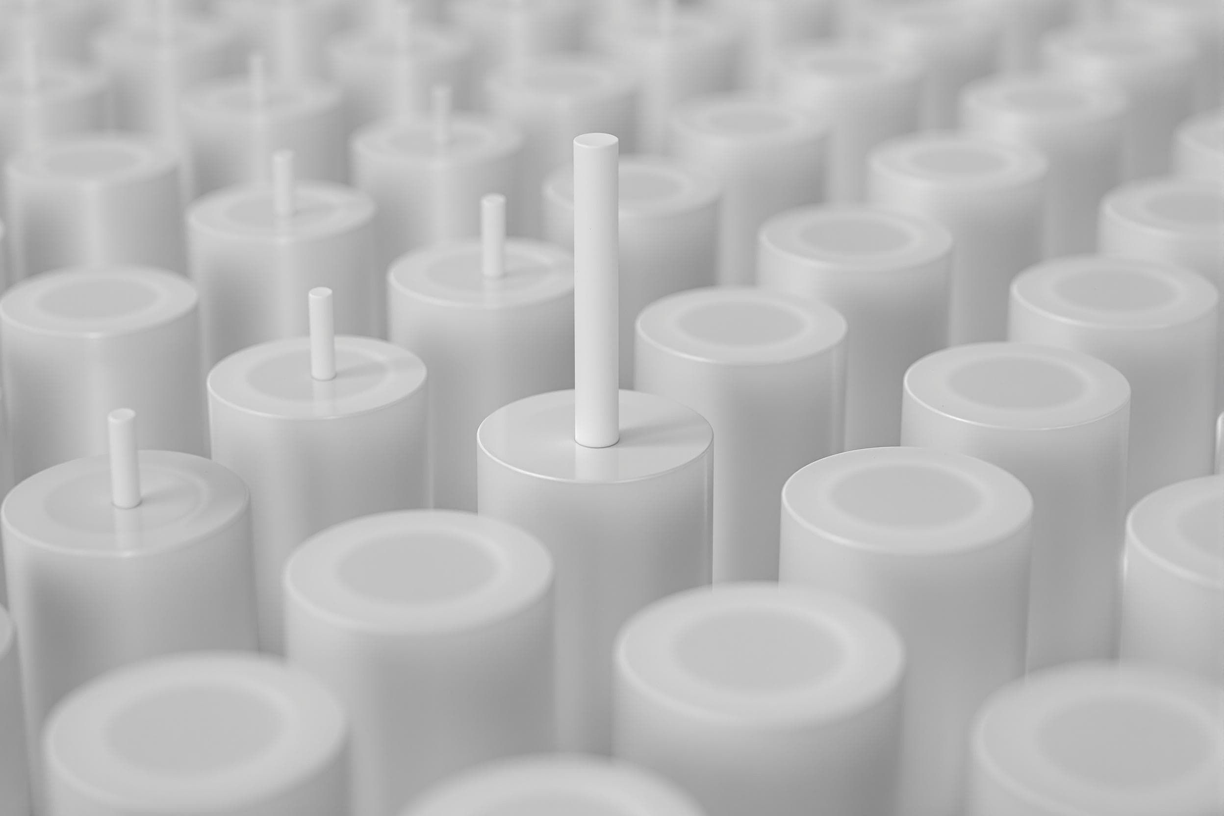 Minimalist White Objects in Symmetrical Grid
