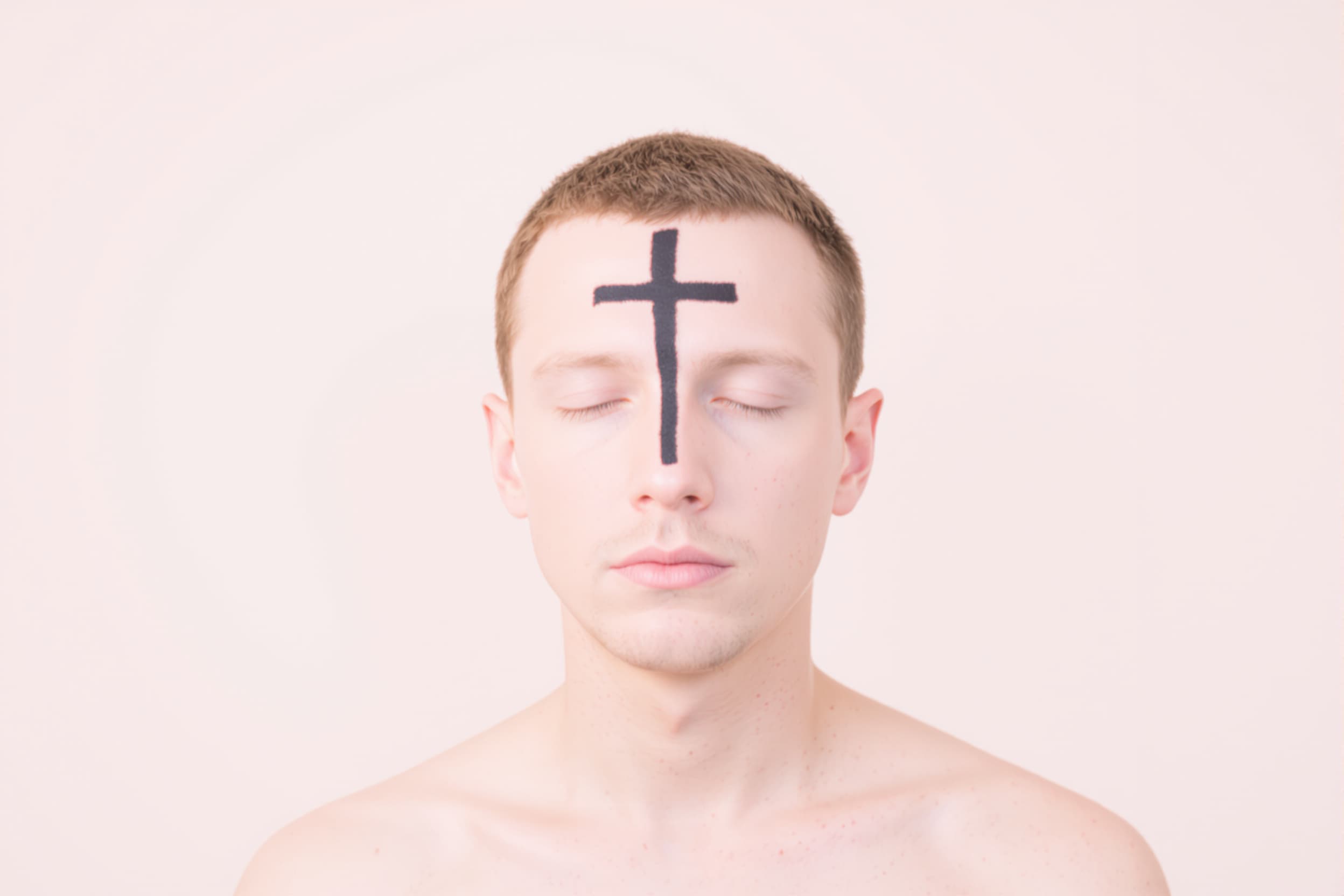 Introspective Portrait with Cross Mark