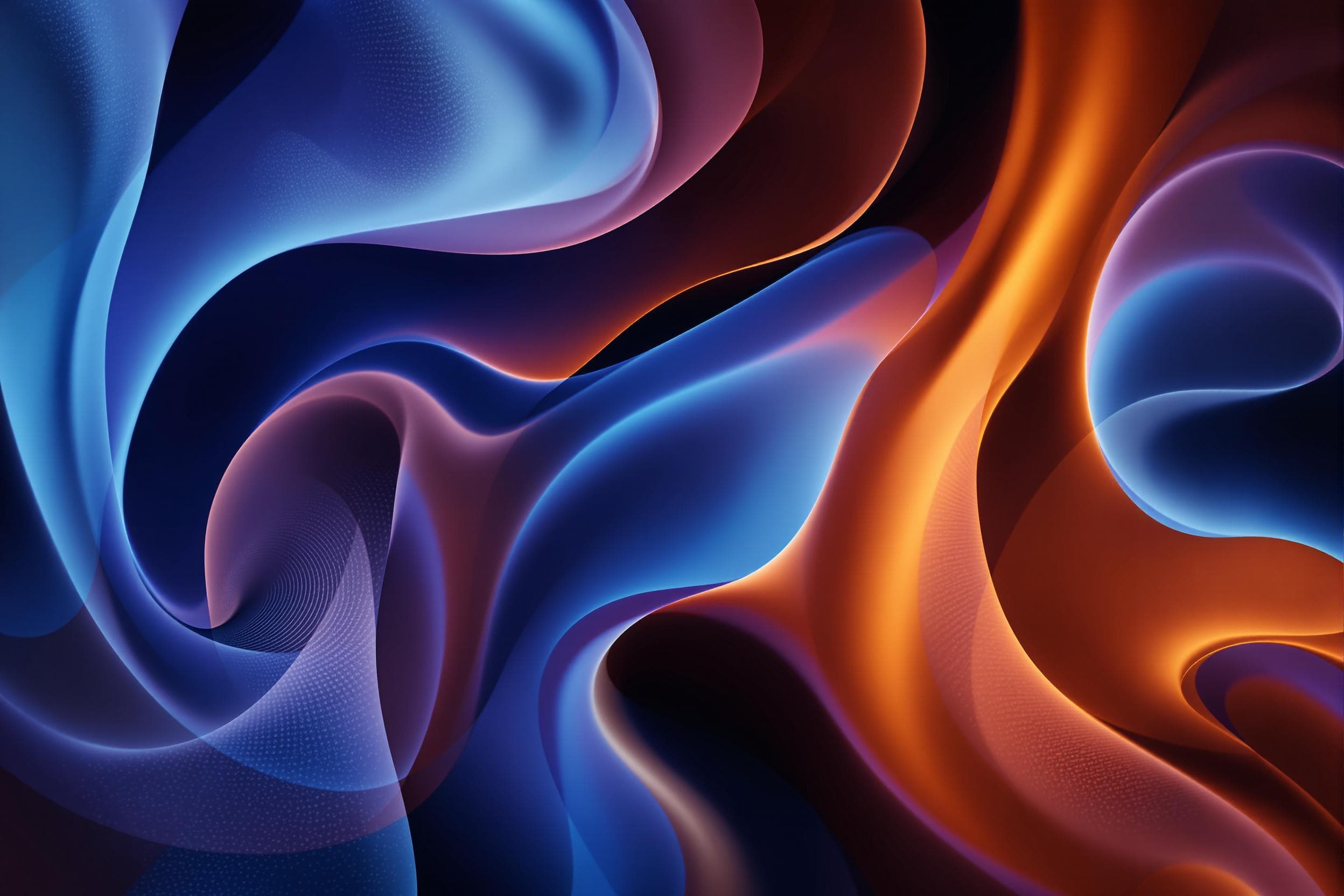 Dynamic Abstract Swirls in Blue and Orange