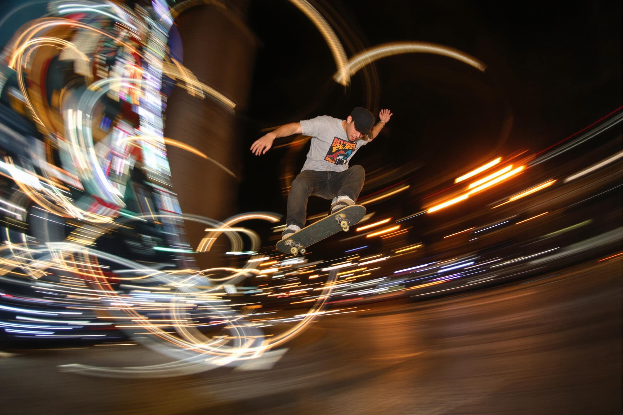 Nighttime Skateboard Action