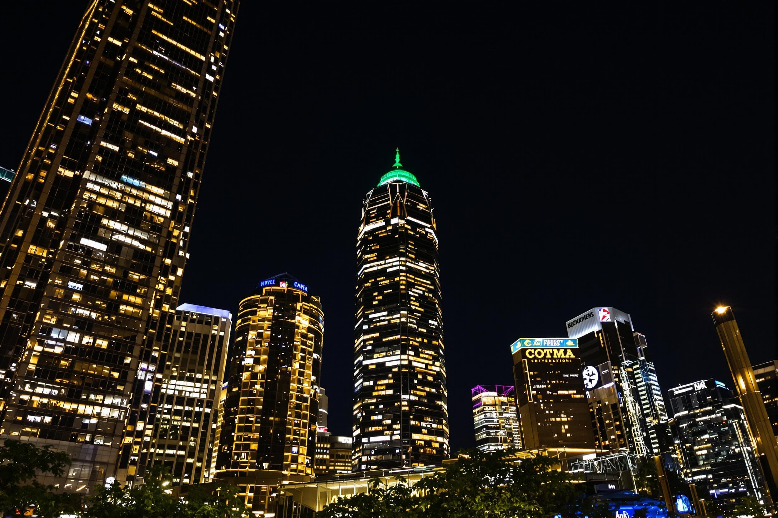 Luminous Nightscape of Urban Towers