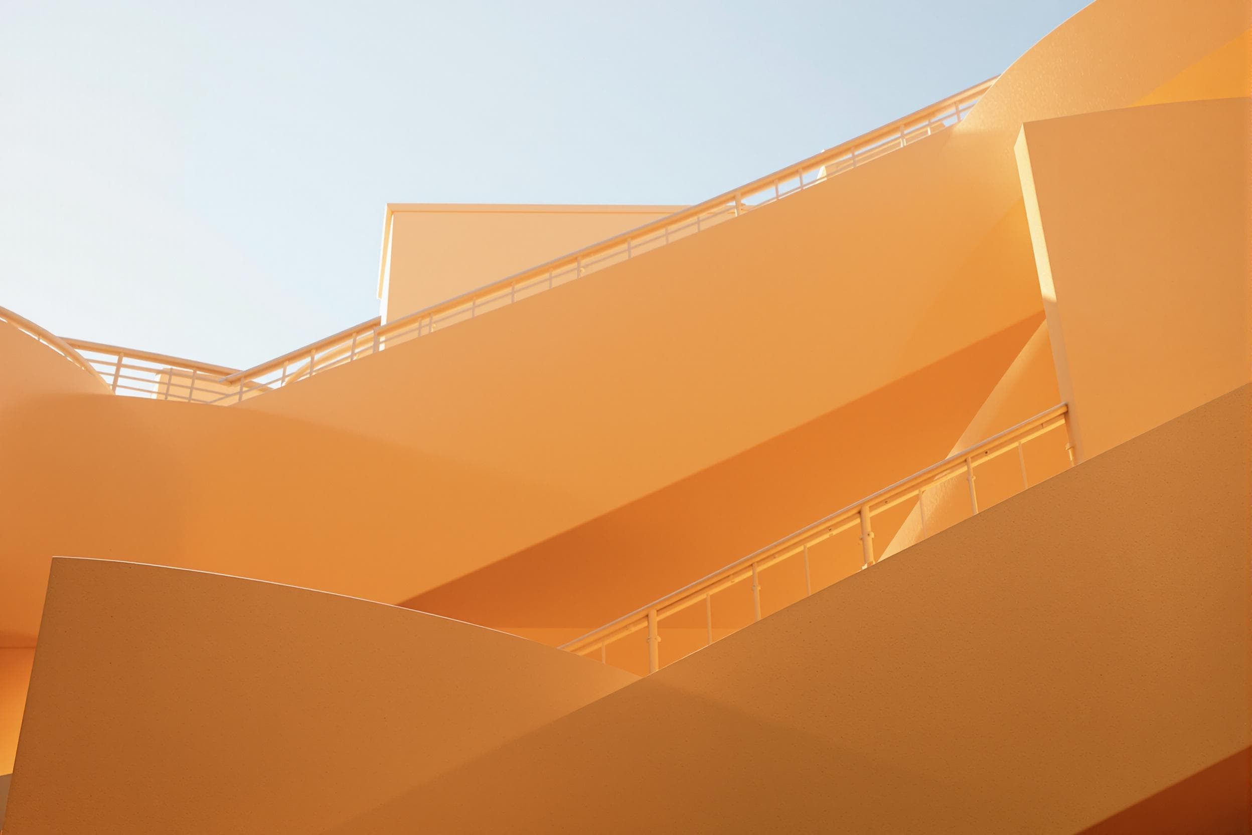 Curved Staircase Under Bright Sky