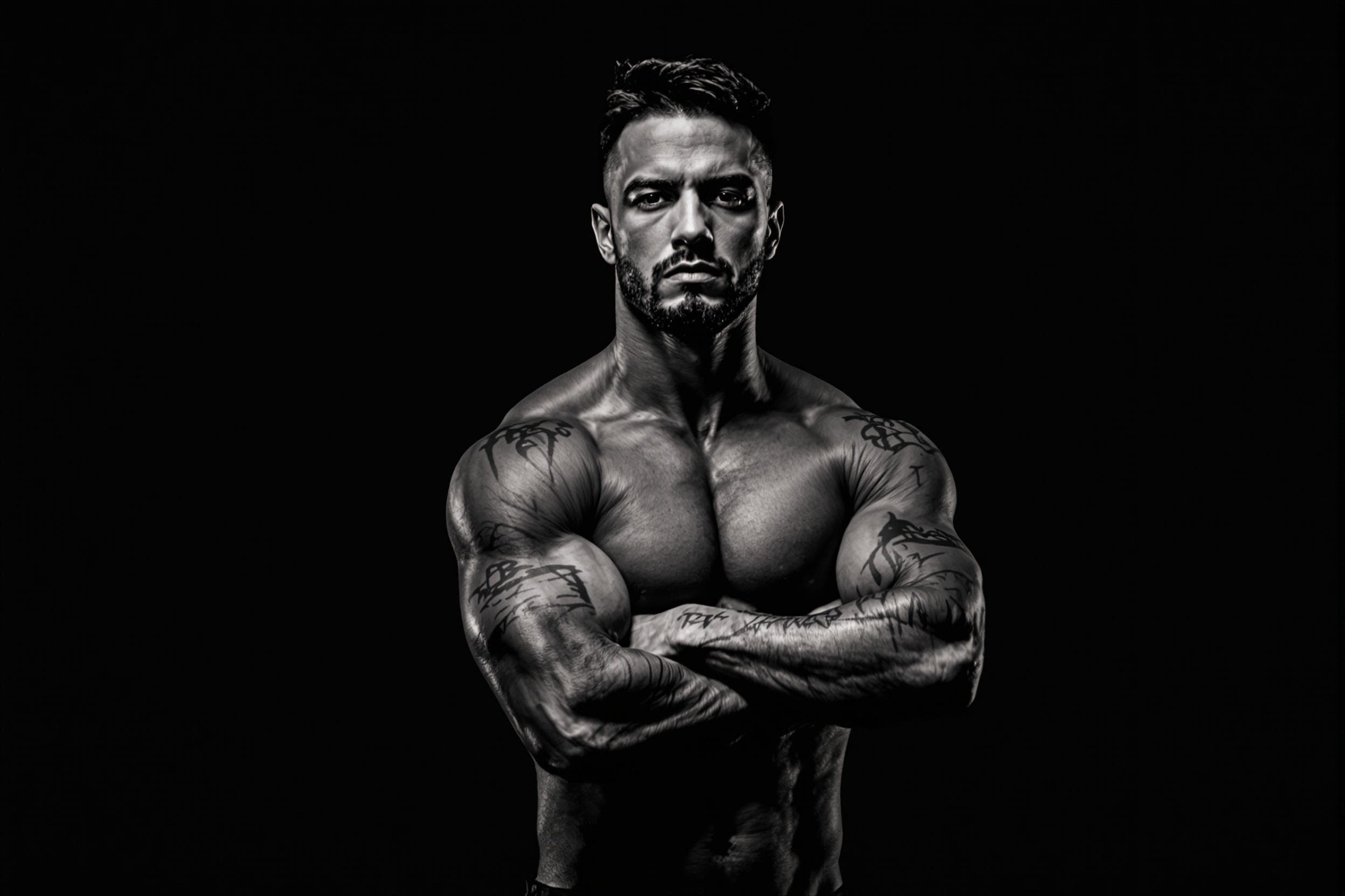 Confident Muscular Man in Dramatic Lighting