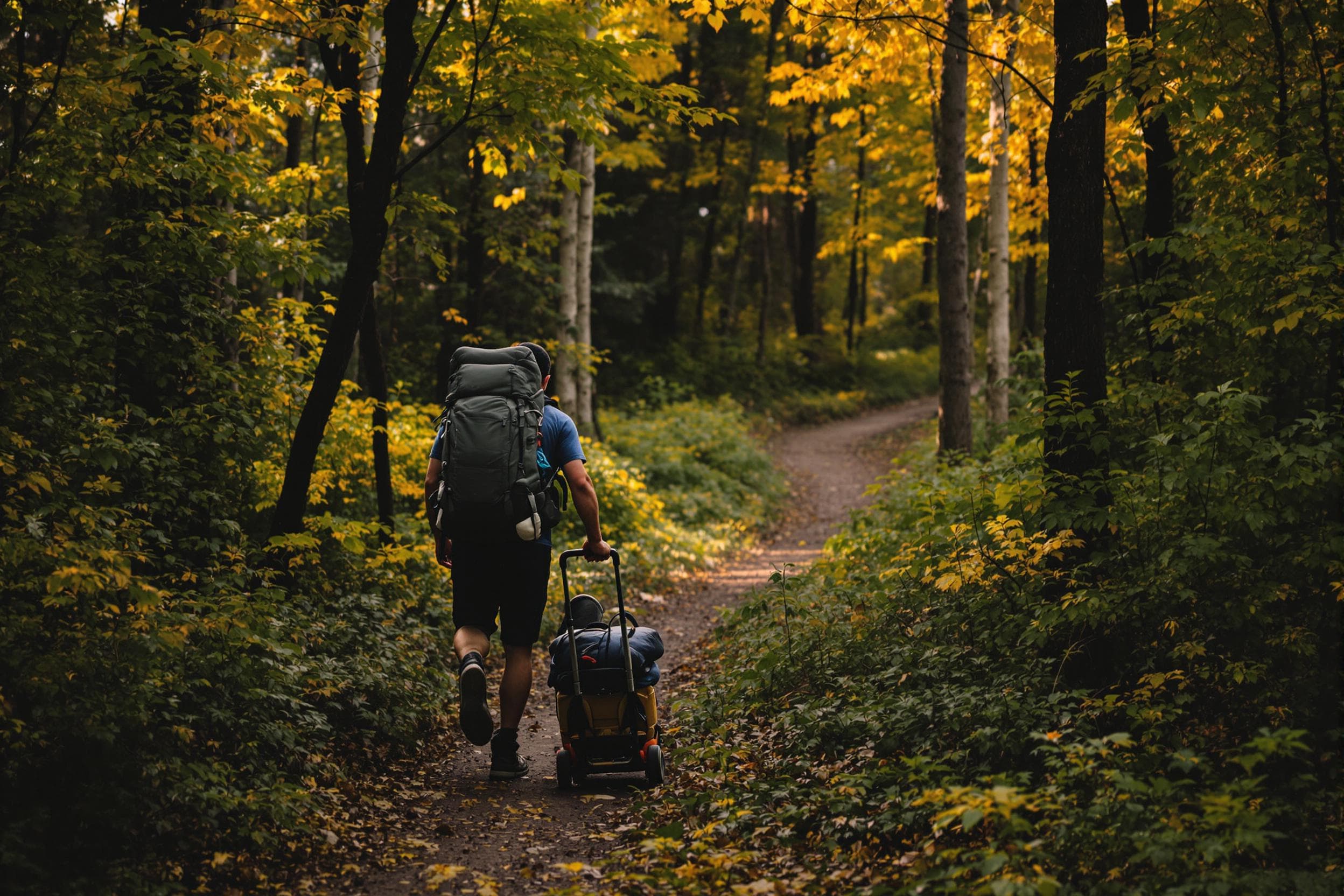 Adventurer on a Golden Forest Trail