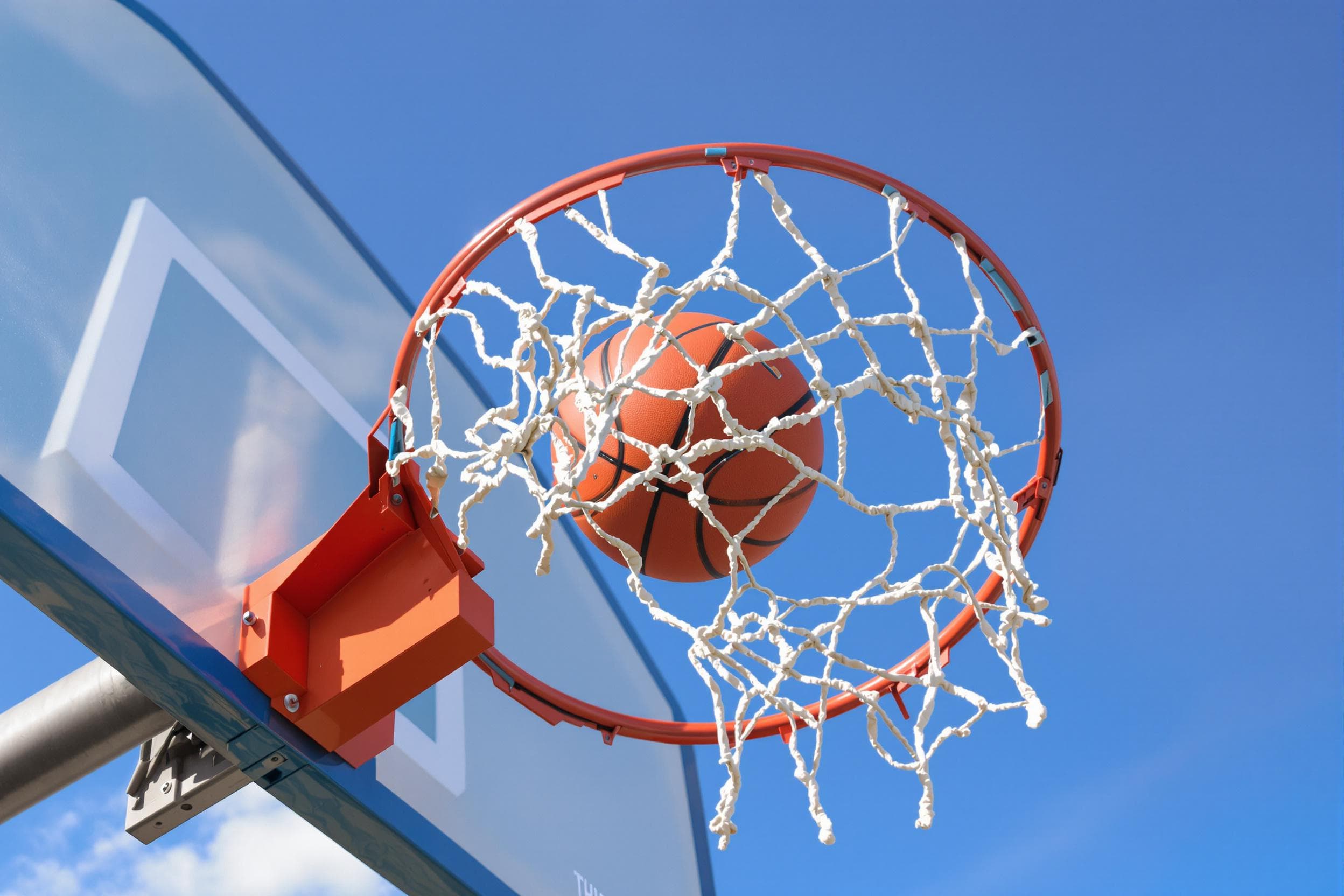 Dynamic Basketball Shot in Vibrant Outdoor Setting