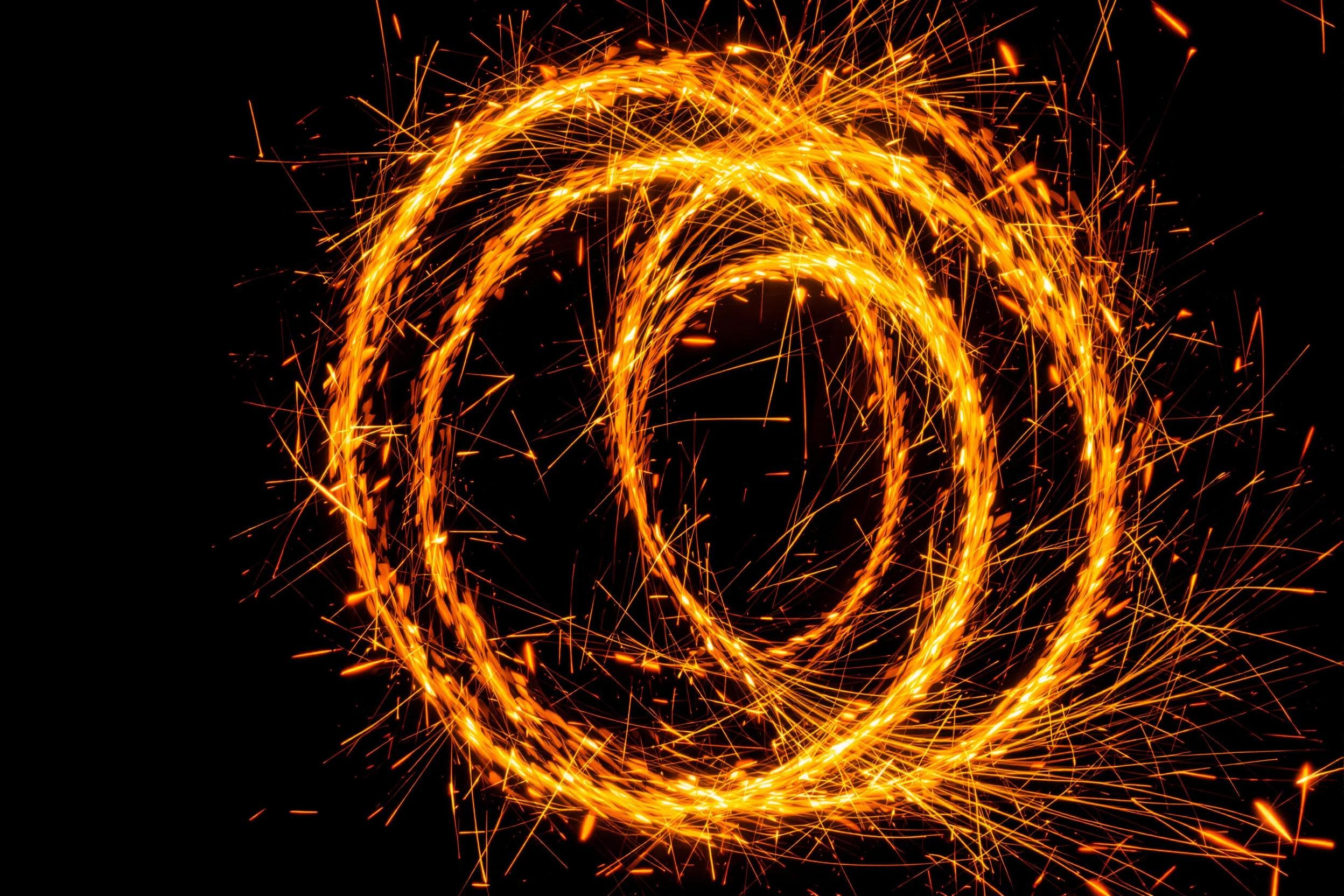 Dynamic Swirling Fire Trails