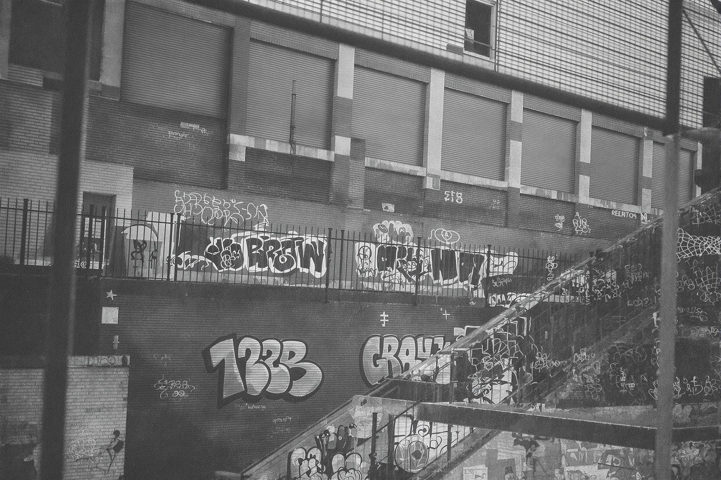 Grayscale Urban Layers with Graffiti