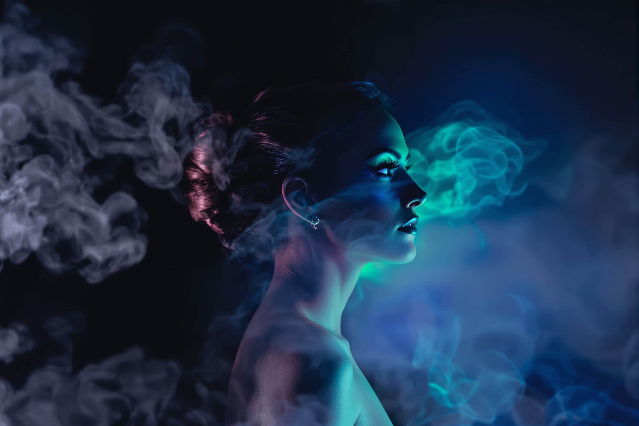 Elegant Profile with Striking Green Eyeshadow