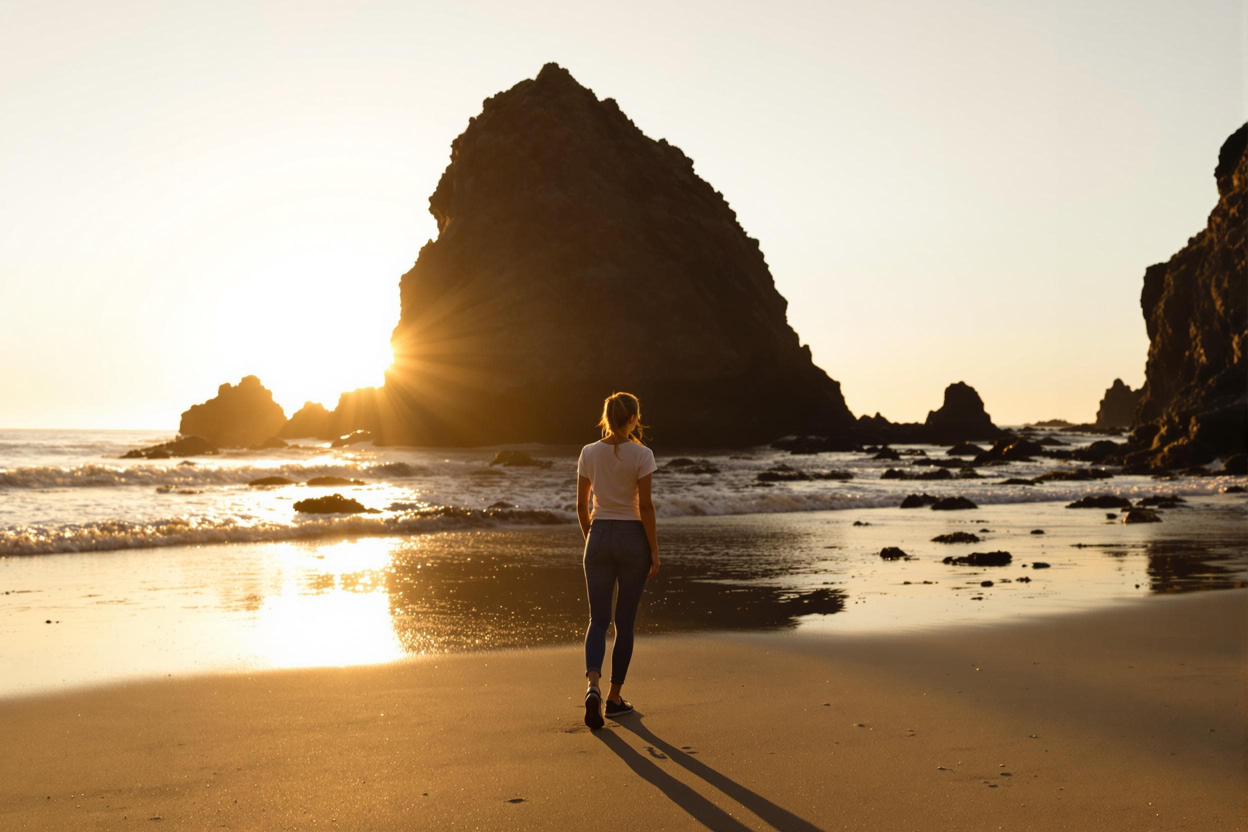 Serene Sunset Silhouette on the Beach