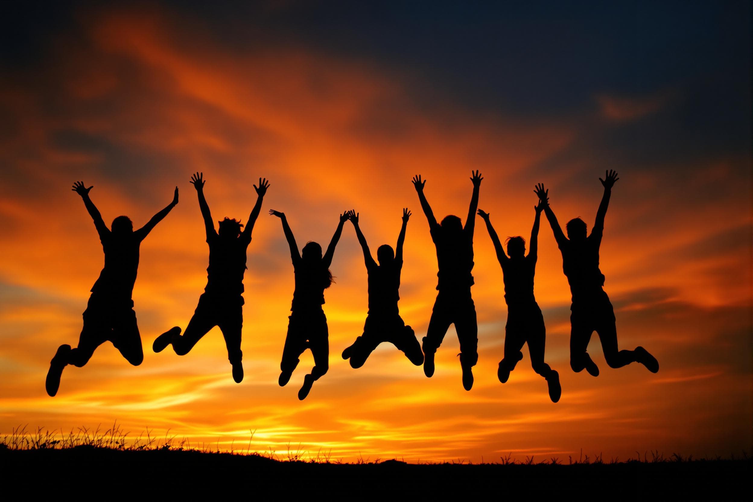 Joyful Silhouettes at Sunset
