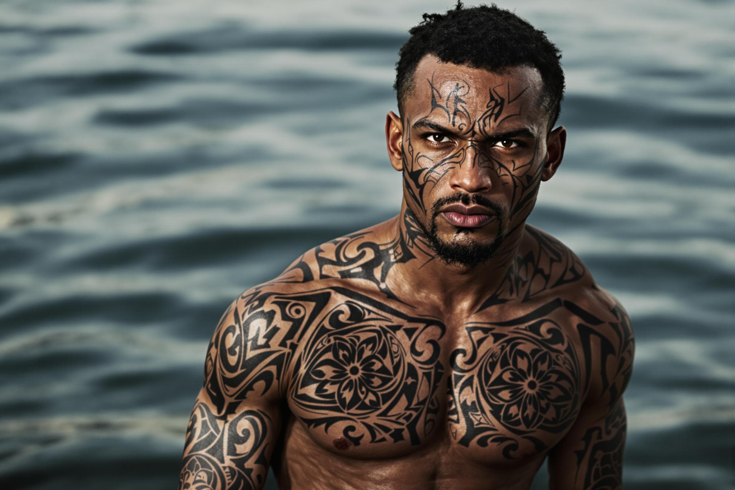 Strength and Identity: Tribal Tattoo Portrait