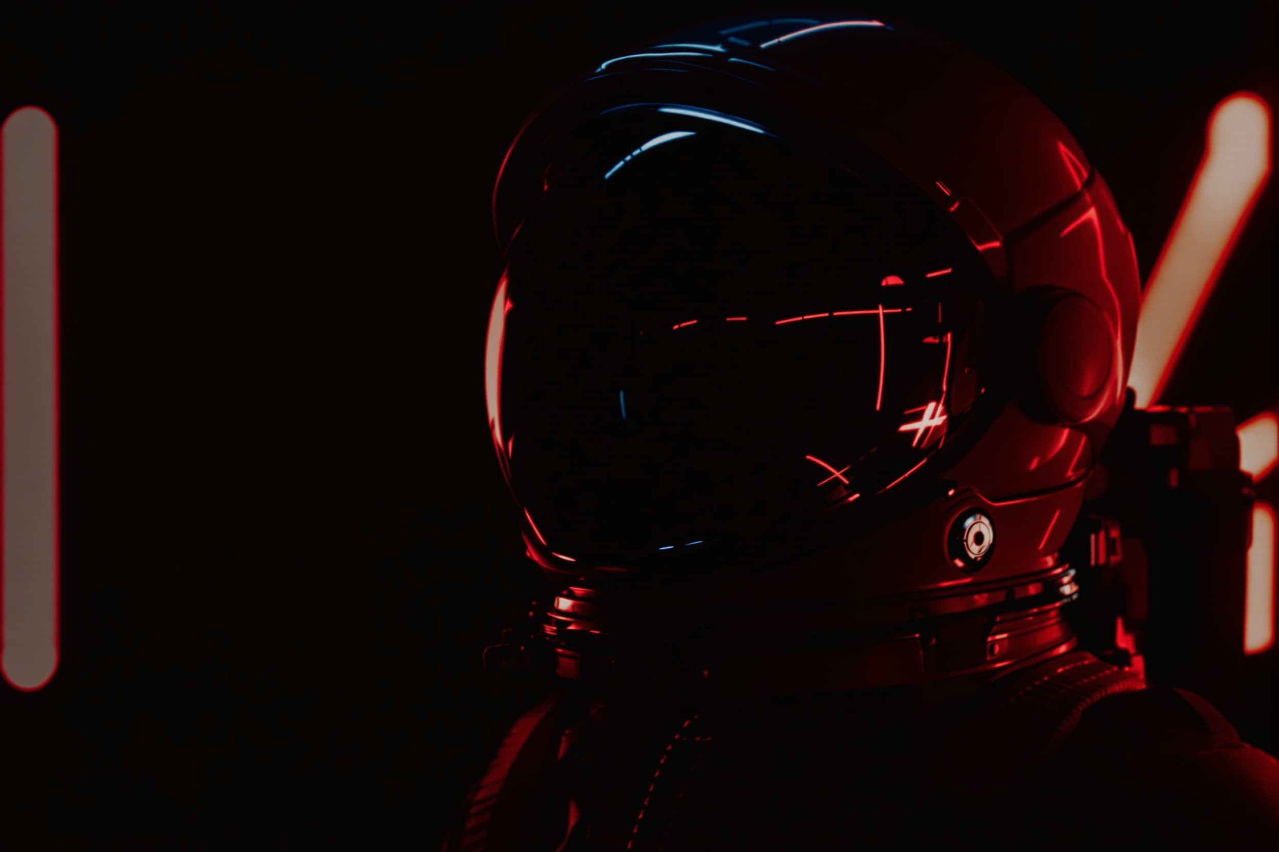 Futuristic Astronaut Helmet Close-Up