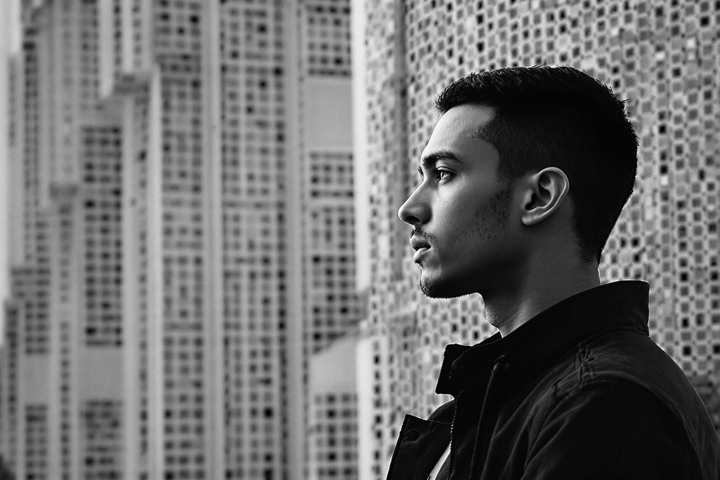 Contemplative Profile of a Young Man