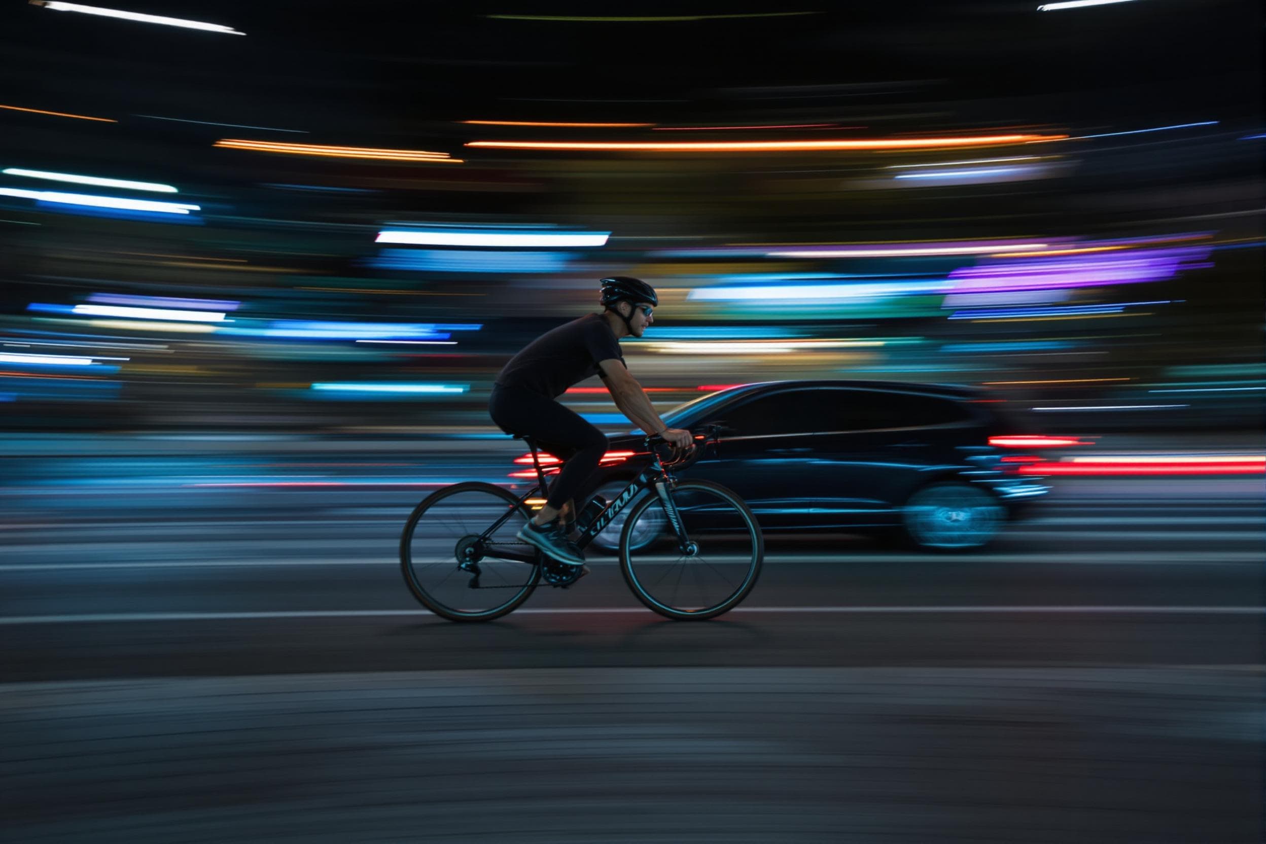 Nighttime Urban Cycling Thrill