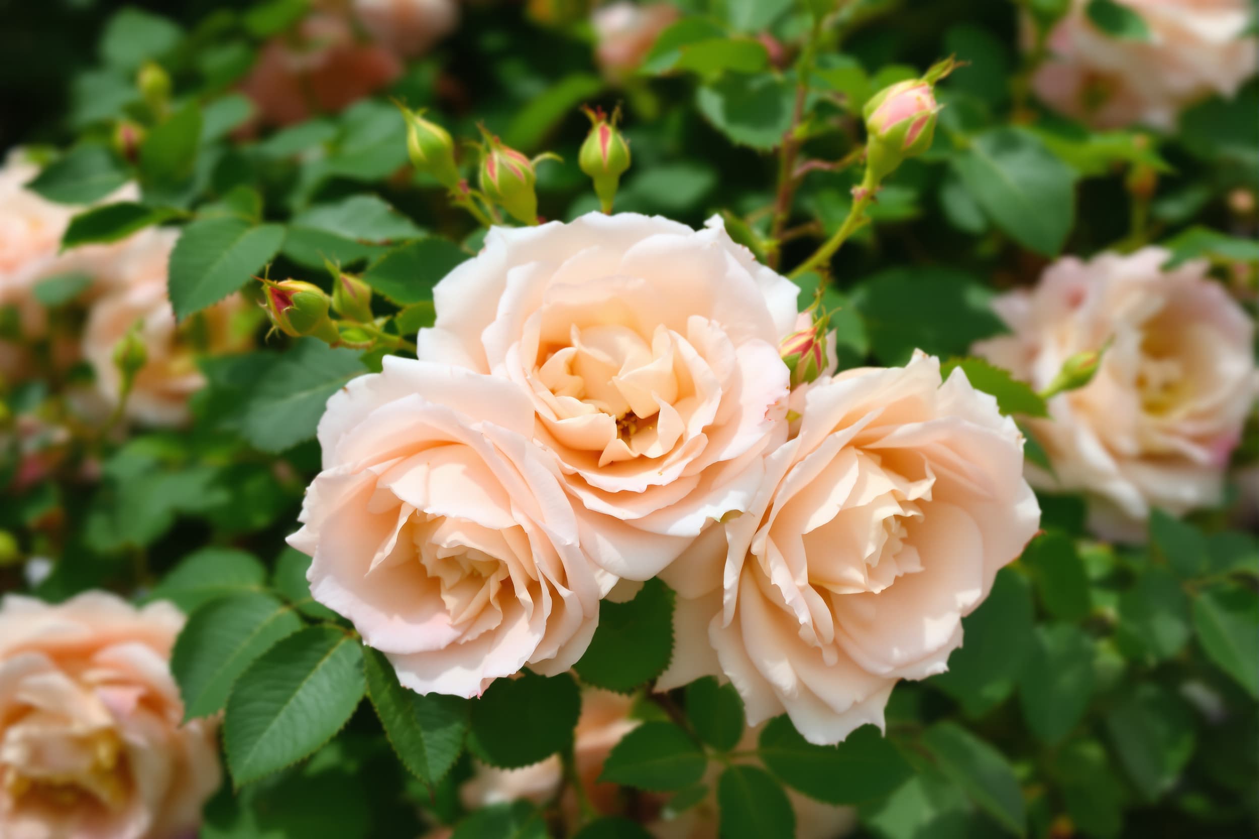 Romantic Peach Roses in Soft Focus