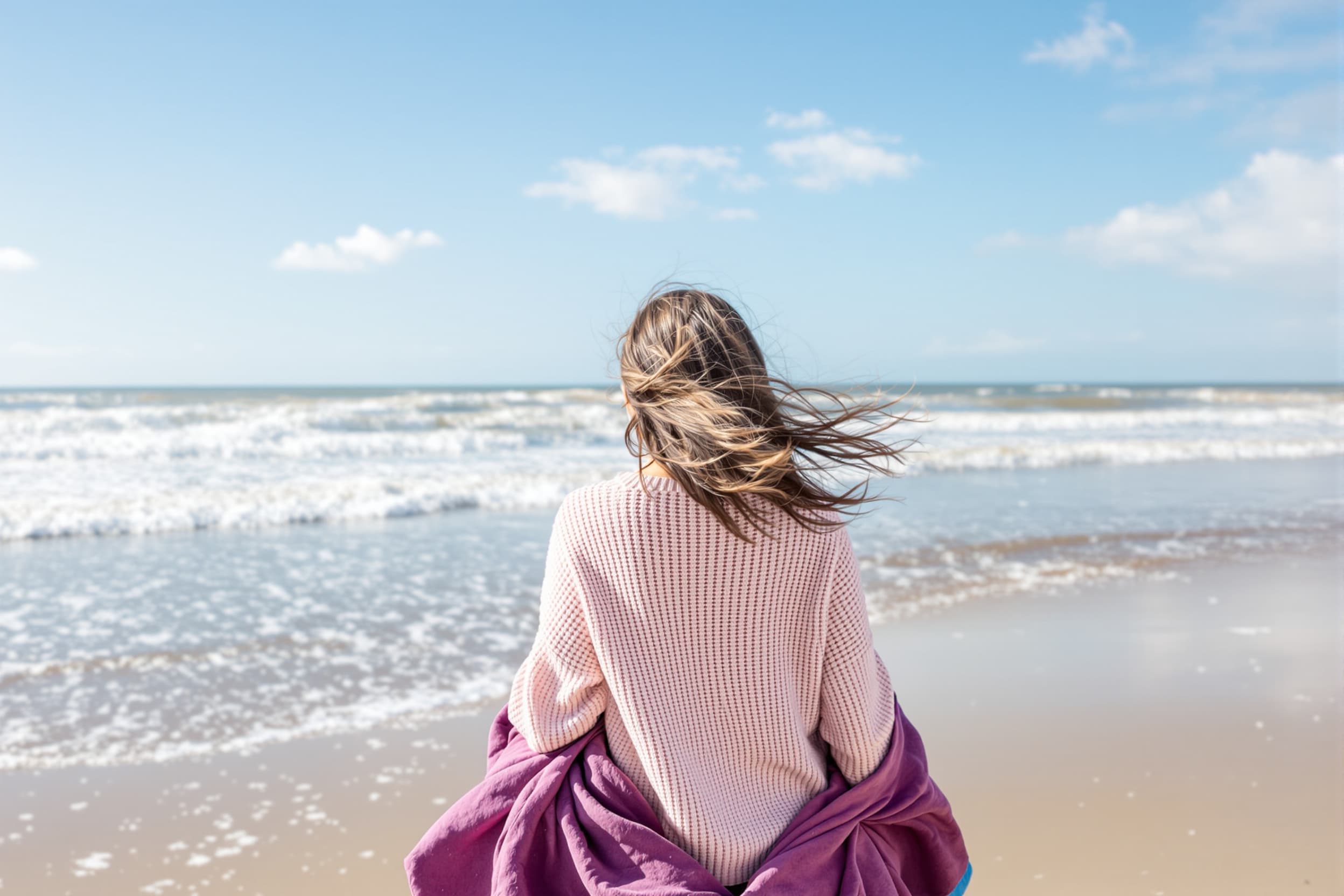 Serene Beach Moment in Pastel Hues