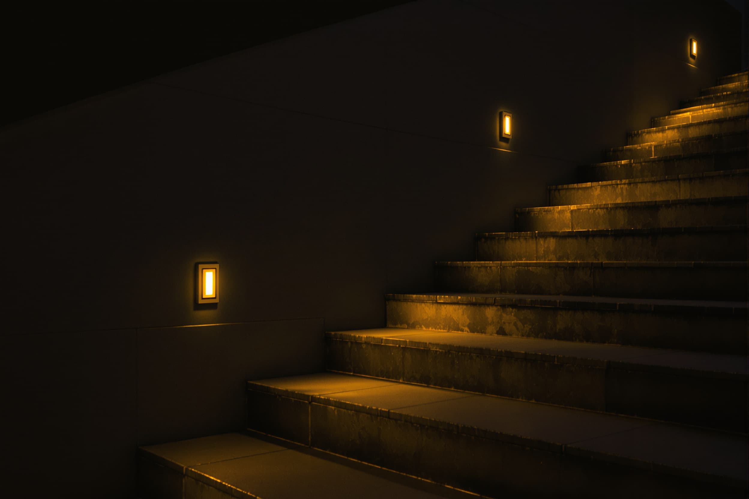 Serene Illuminated Concrete Steps