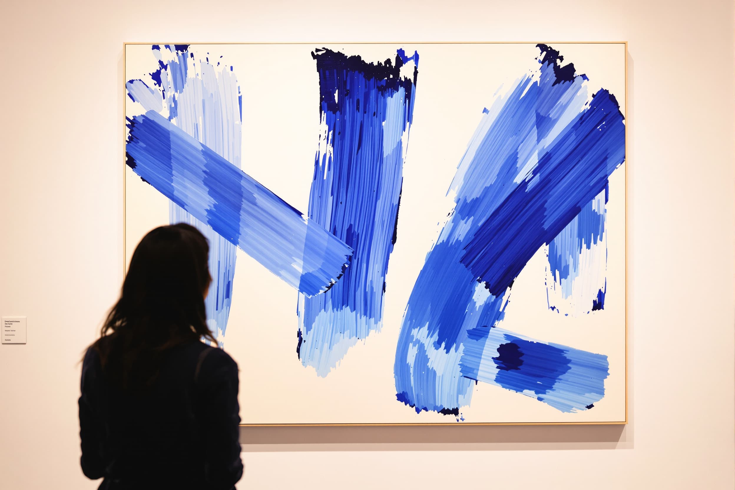 Introspective Woman in Front of Abstract Art