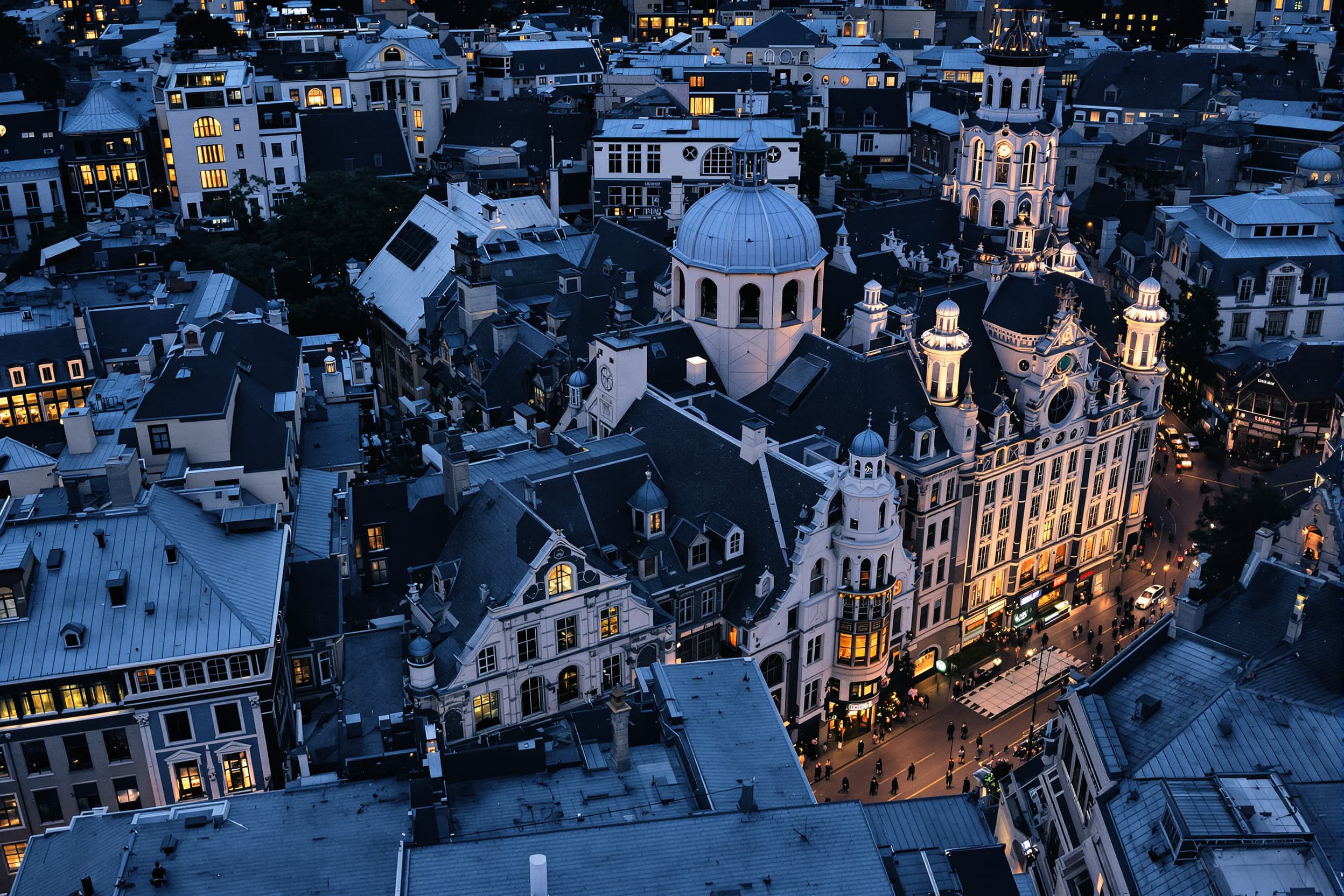 Vibrant Urban Cityscape at Dusk