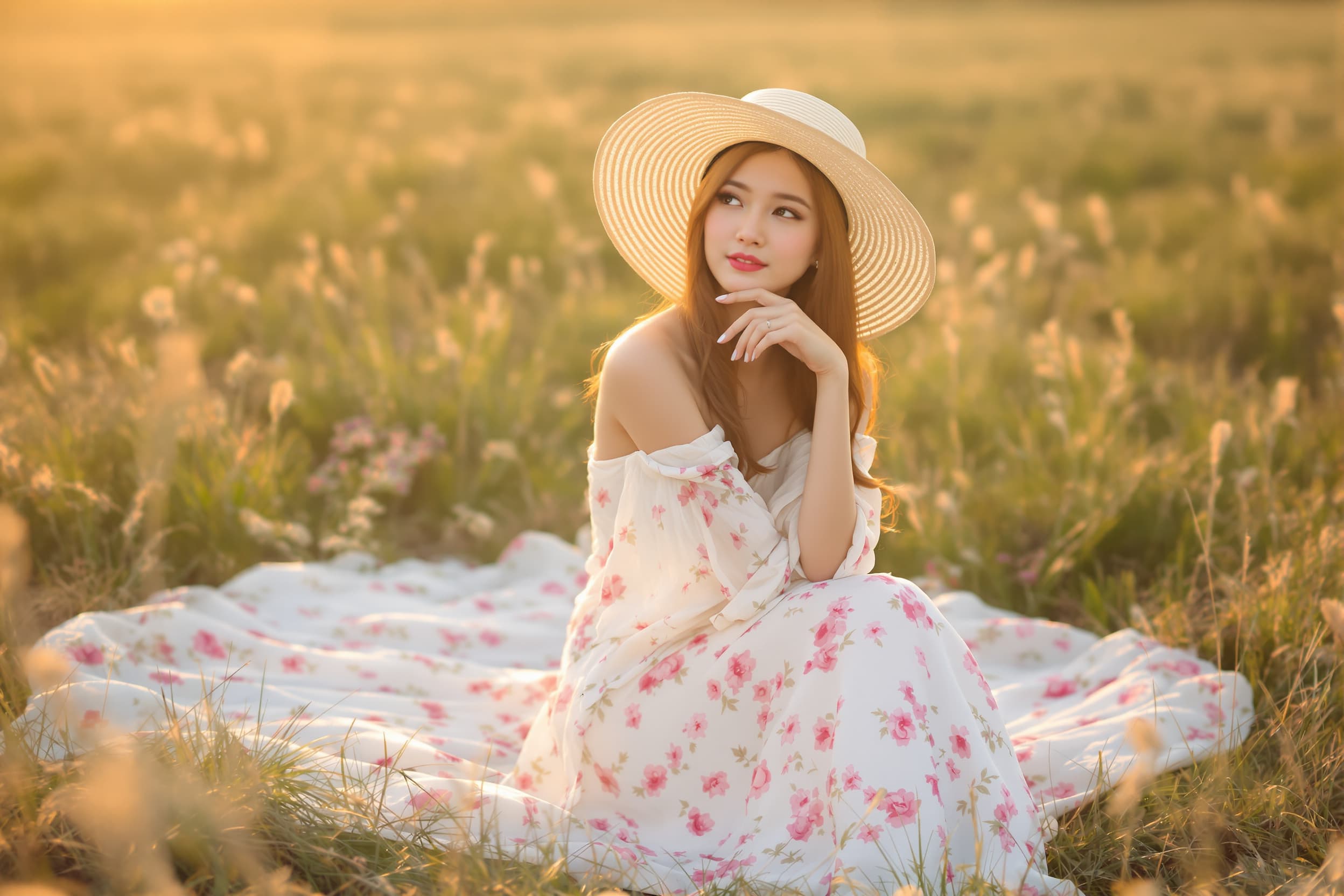 Ethereal Beauty in a Sunset Field