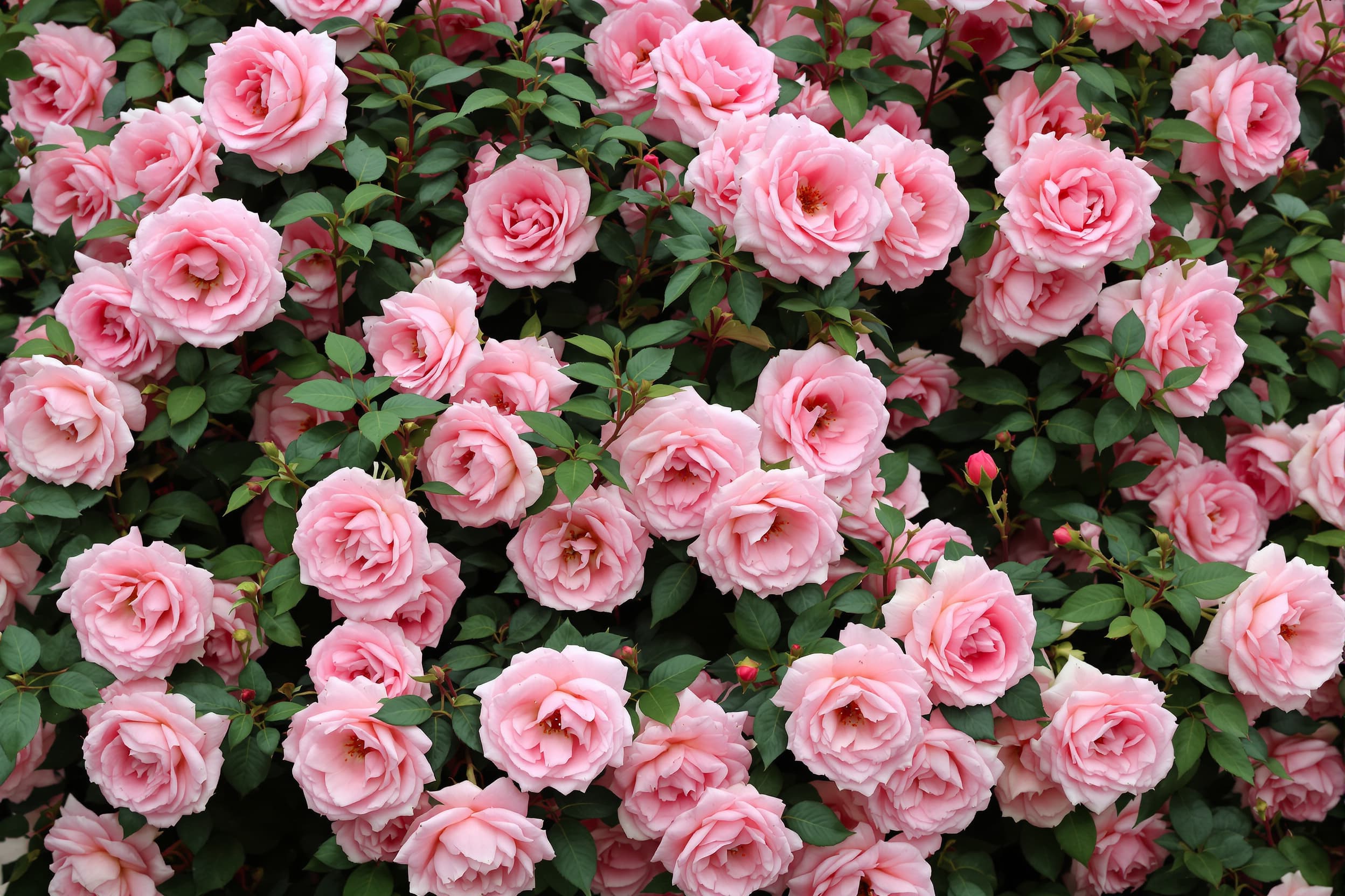 Soft Pink Roses in Bloom