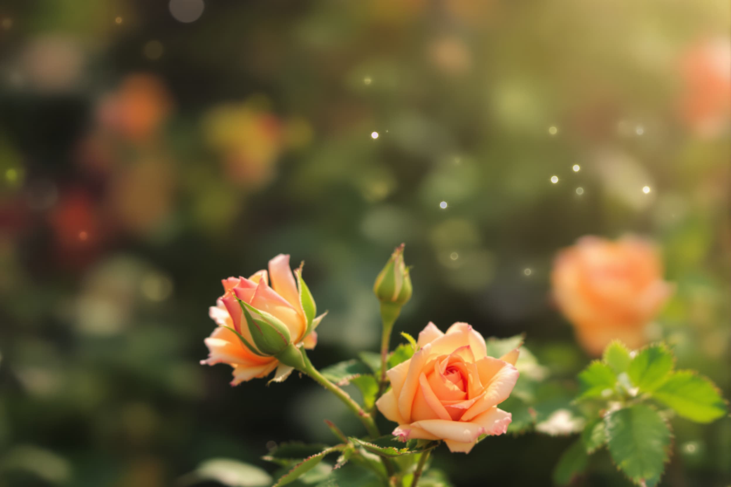 Ethereal Orange Rose Blooms