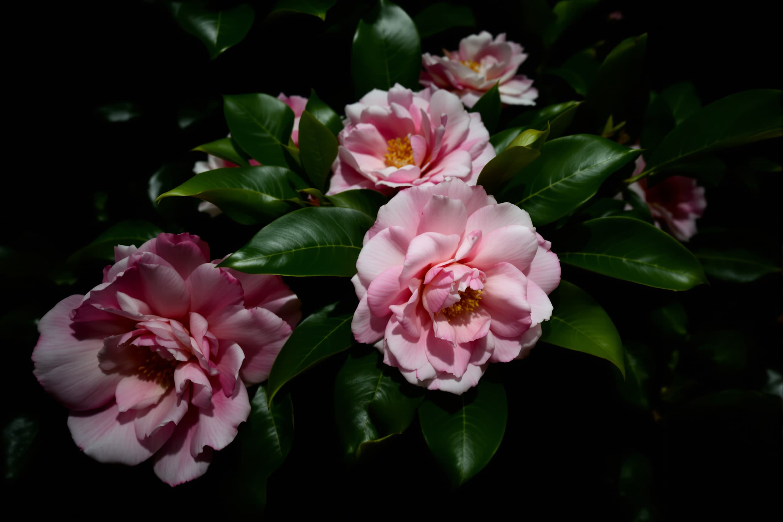Blooming Camellias in Soft Focus