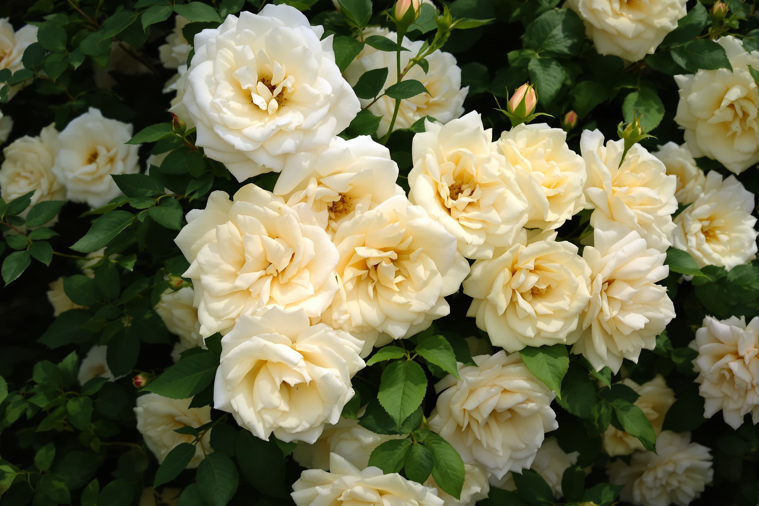 Tranquil Blooming Roses in Natural Garden