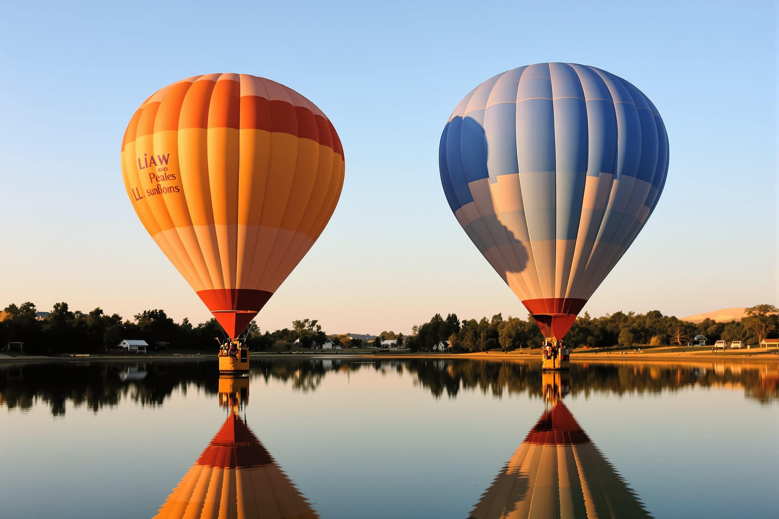 Serene Hot Air Balloons Over Tranquil Lake