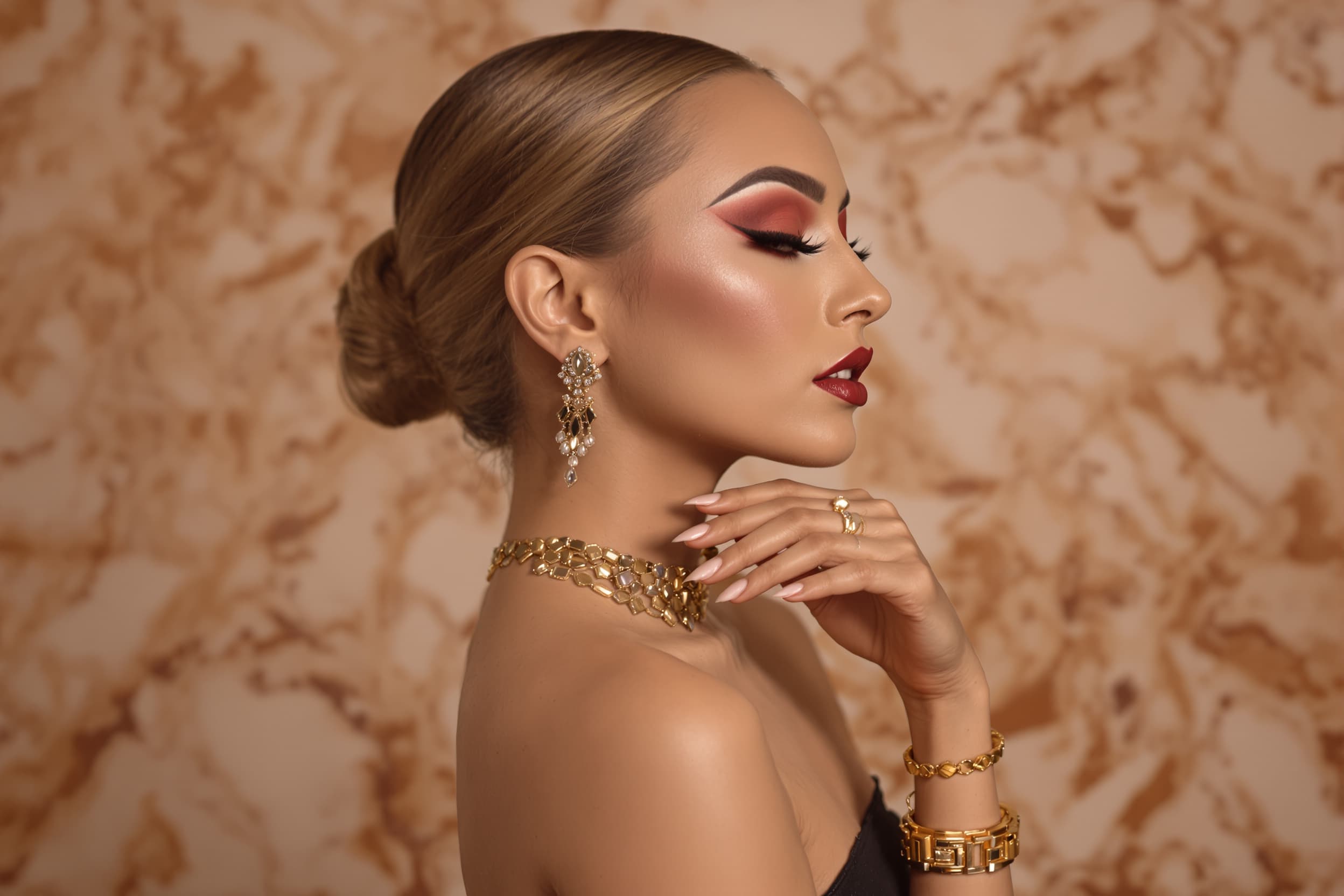 Elegant Woman in Dramatic Makeup